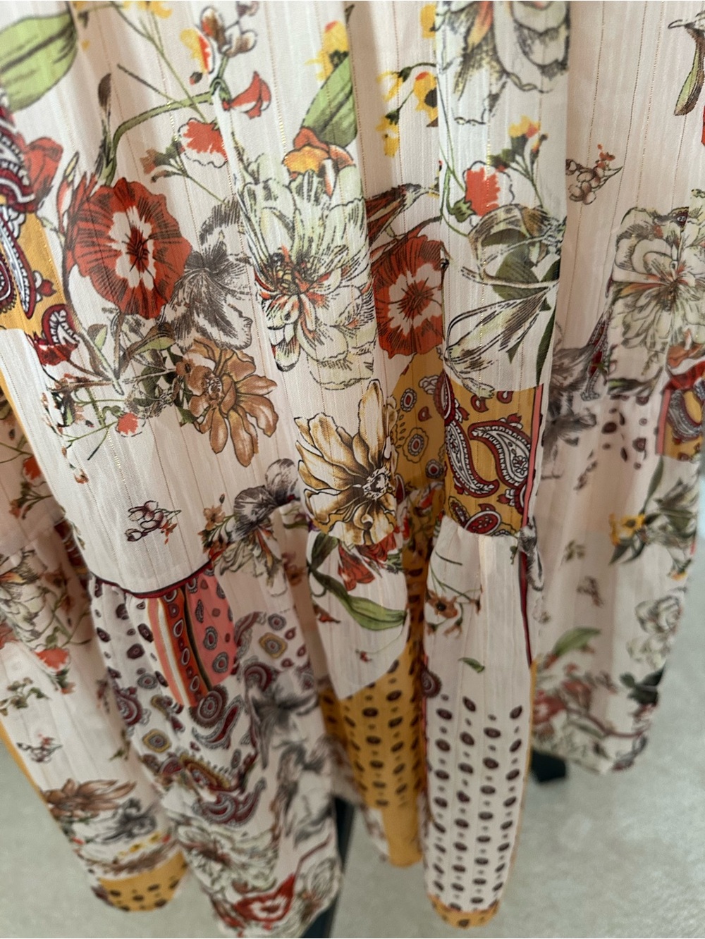 Cottagecore Floral Boho Midi Maxi Dress Small Long Sleeve Tiered Lined Artsy - Picture 6 of 15